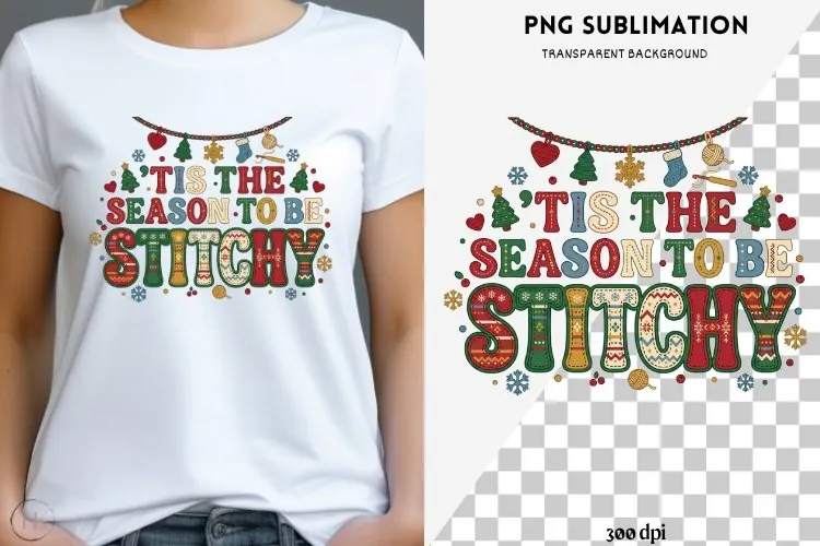 Christmas crochet png design for T-shirts