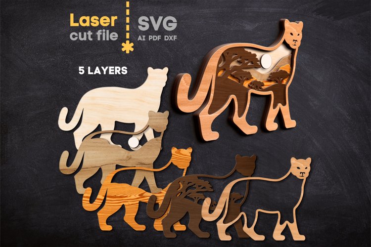 Puma SVG Laser cut file for Glowforge
