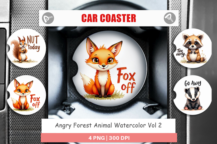 Angry Forest Animal Art Car Coaster