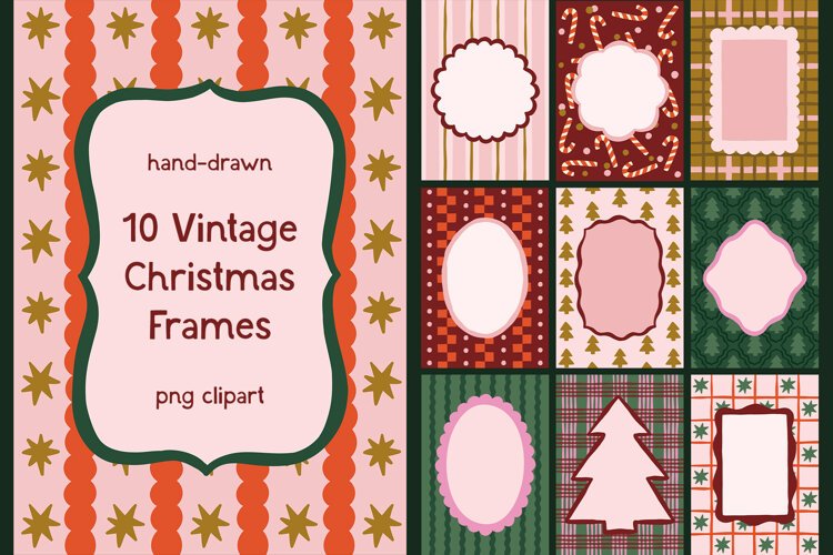 Vintage Christmas Photo Frames PNG example image 1