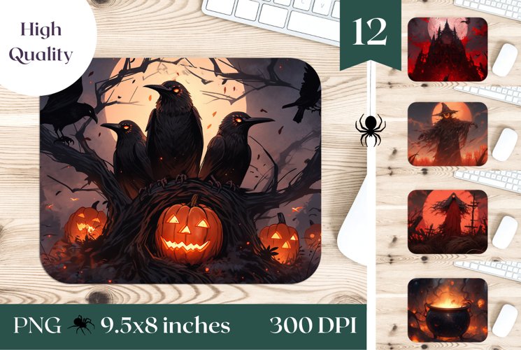 Halloween Mouse Pad Bundle, Halloween Sublimation Designs