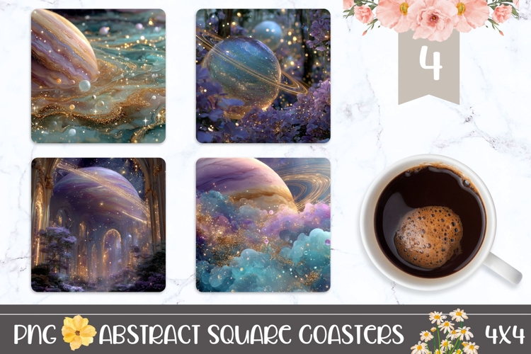 Cosmic Square Coasters, Galaxy Square Coaster Designs