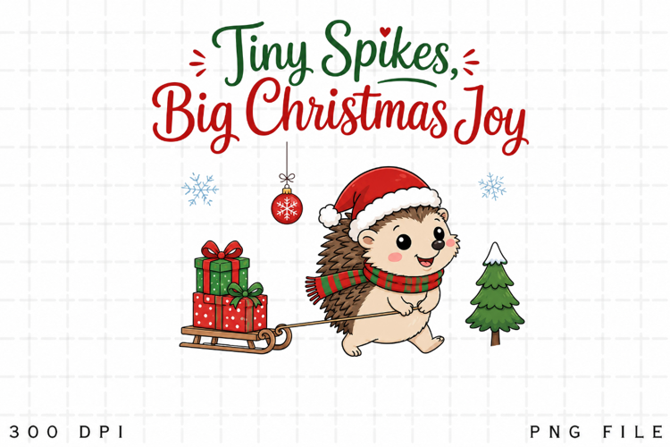 Cute Christmas Hedgehog PNG, Tiny Spikes Big Christmas Joy