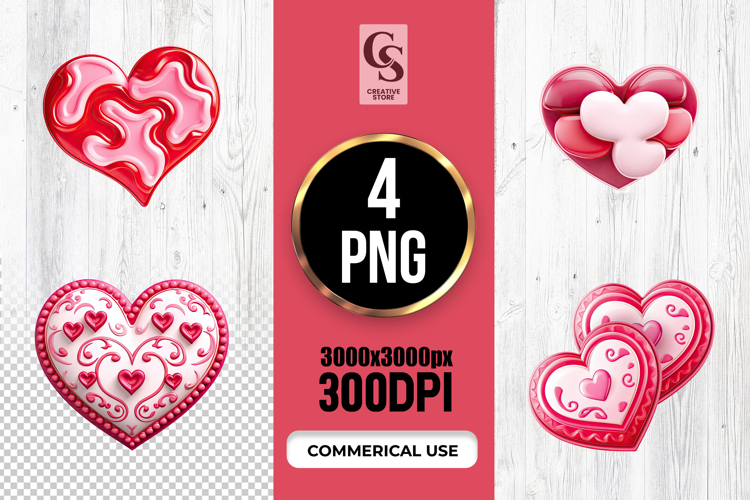 Decorative Love Heart Clipart Sublimation PNG