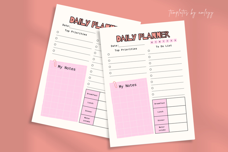 Cute Aesthetic Daily Planner Template | Editable Printable