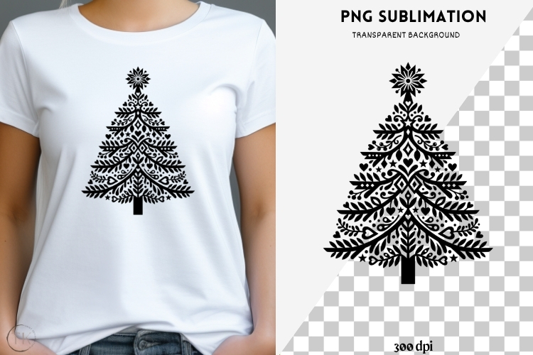 Christmas tree silhouette png design for T-shirts