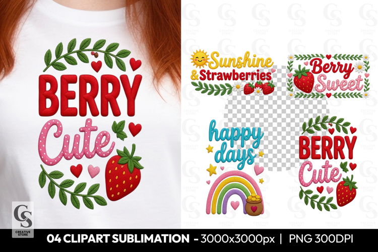 Berry Cute Strawberry Clipart PNG