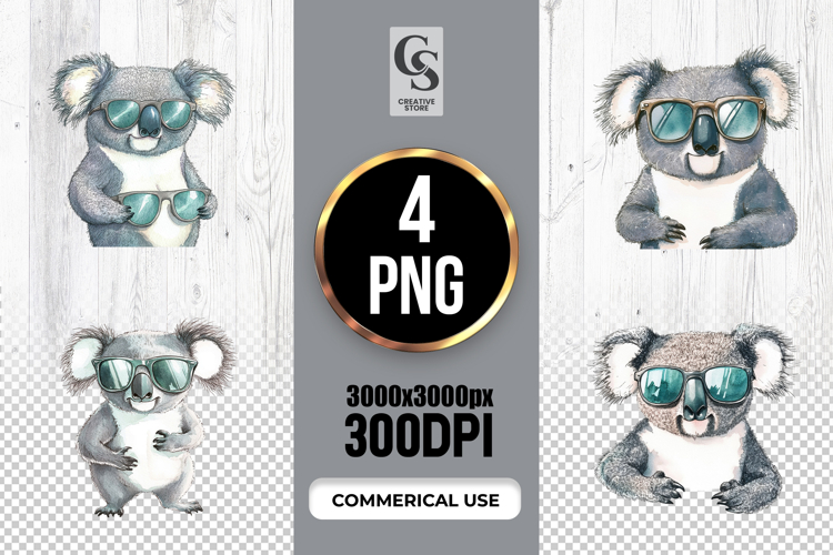 Koala Sunglasses Clipart PNG