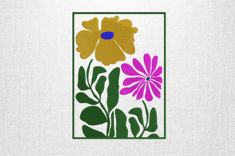 Colorful Floral Frame Embroidery Design File