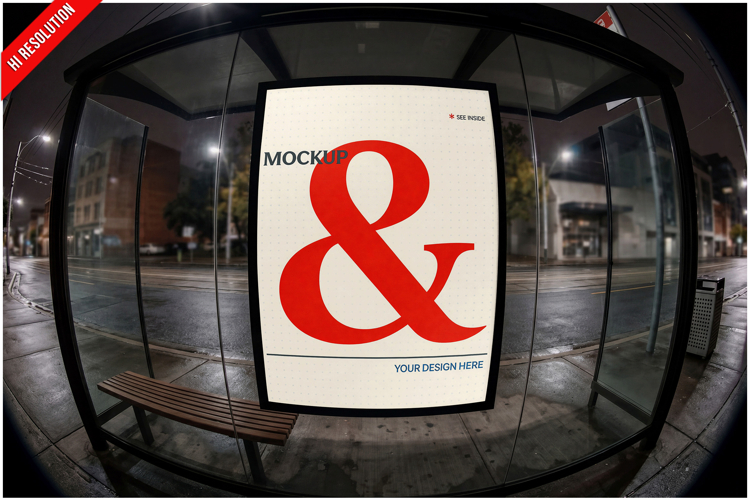 Bus Stop Billboard Fisheye Lens