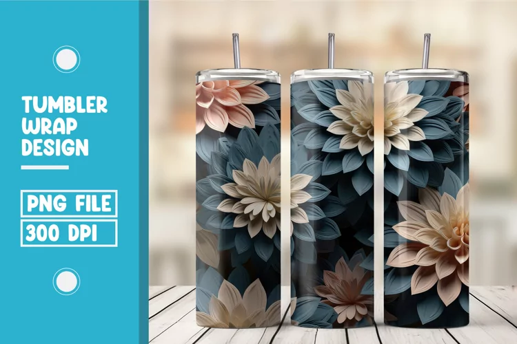 3d flower tumbler wrap sublimation