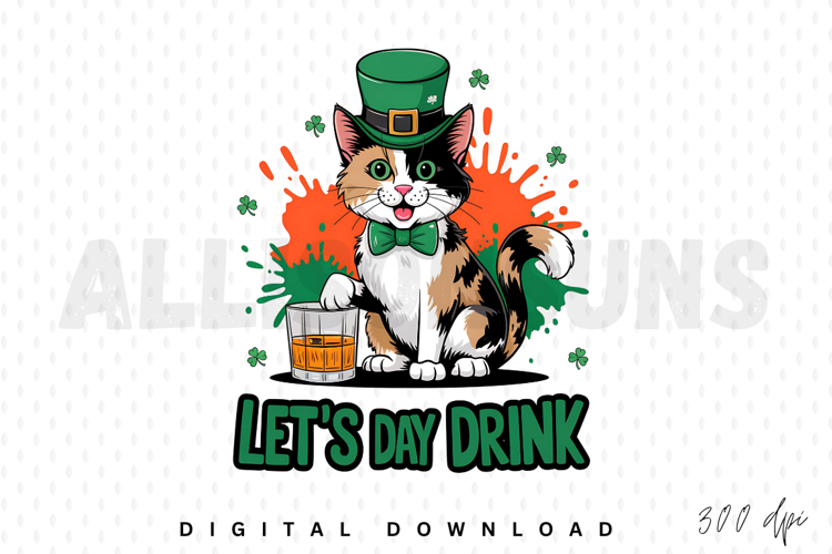 Cat St. Patricks Day PNG, Funny Cat Sublimation PNG