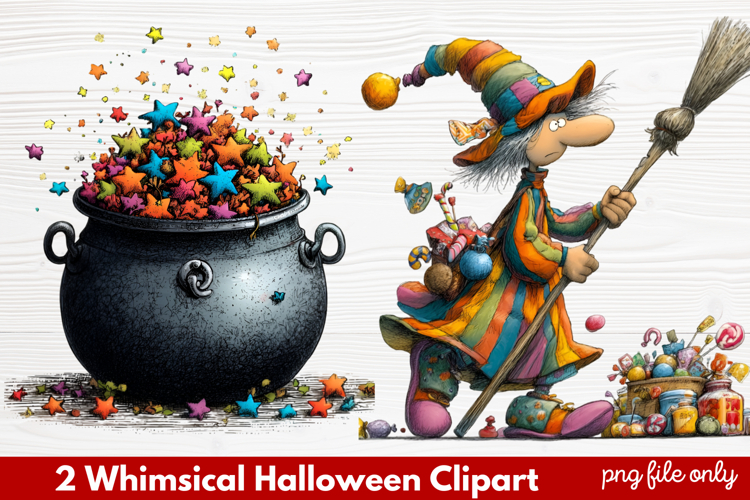 Whimsical Halloween Clipart ,Hand-Drawn Fall Holiday