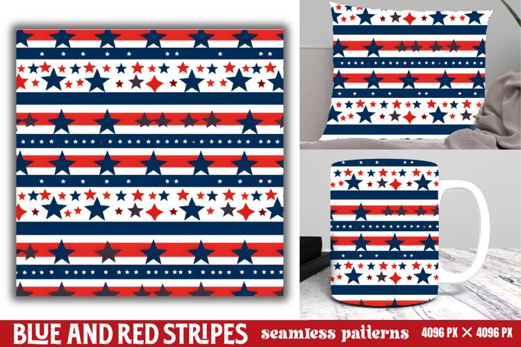 Blue and Red Stripes Seamless Pattern example image 1