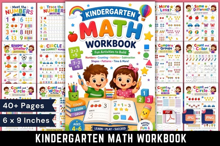 Kindergarten Math Workbook example image 1