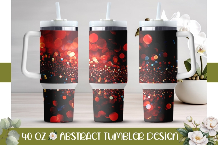 Red Glitter Tumbler Wrap Design, Red 40 Oz Tumbler Template