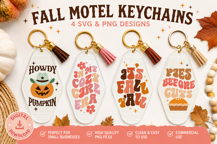 Fall Motel Keychain SVG PNG, Retro Autumn Sayings