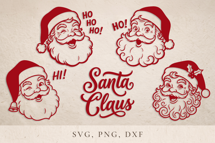 Vintage Santa SVG, Retro Santa Head svg, Santa Claus