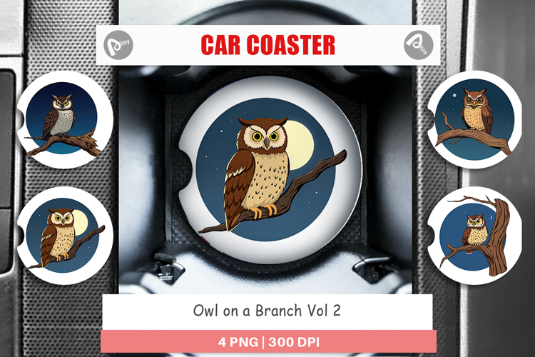 Car Coaster Branch Owl