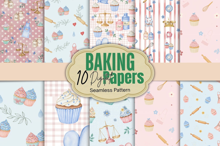 Watercolor Baking PNG Digital Paper