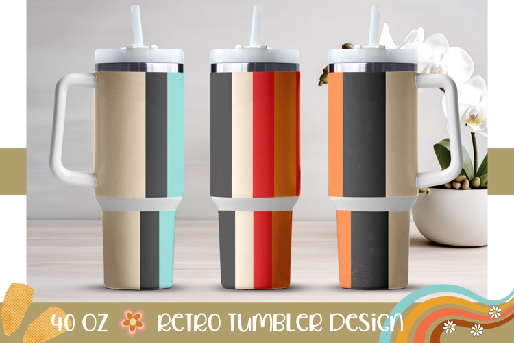 Retro Stripes Tumbler Template, Abstract 40 Oz Tumbler Wrap