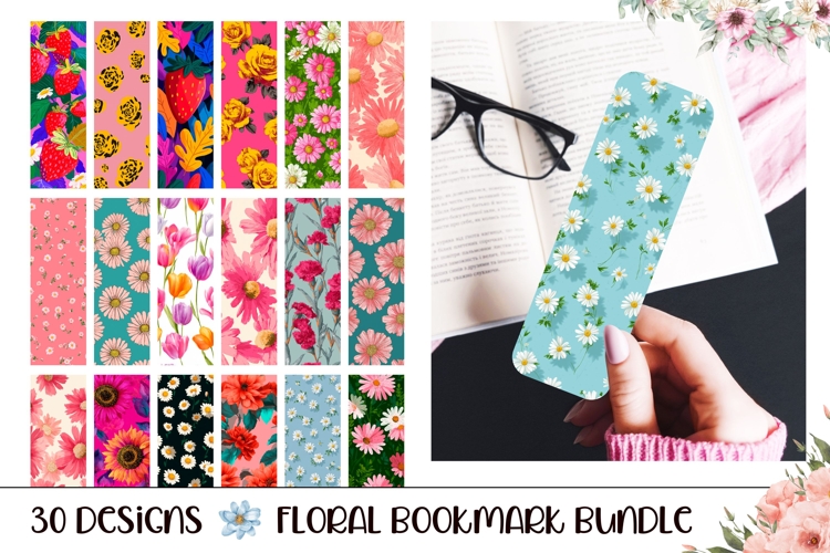Cute Flowers Bookmark Bundle, Floral Bookmarks