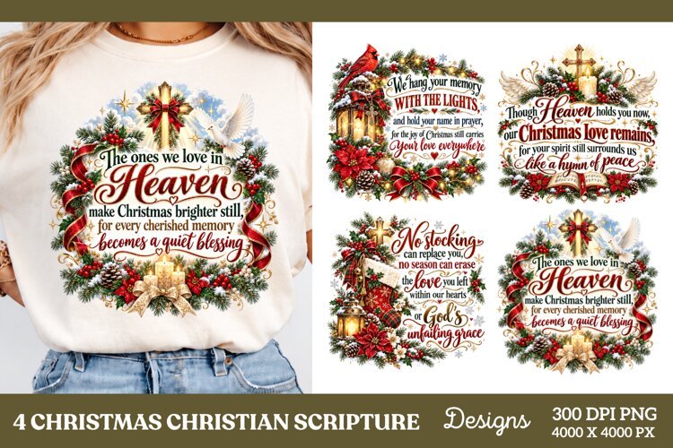 4 Christian Christmas PNG Designs, 4 Nativity Bible Verse PN example image 1
