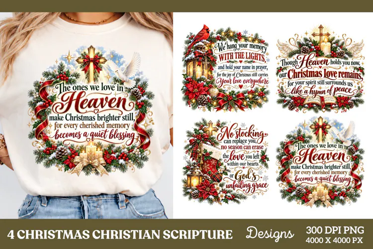 4 Christian Christmas PNG Designs, 4 Nativity Bible Verse PN