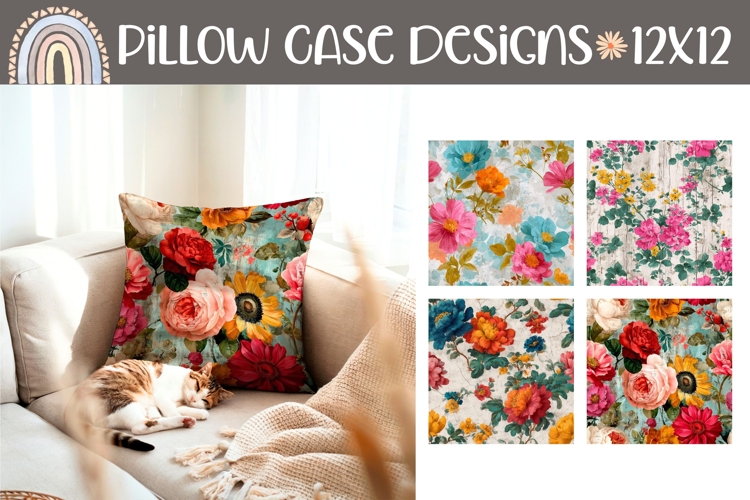 Vintage Flowers Pillow Designs, Floral Pillowcase PNG
