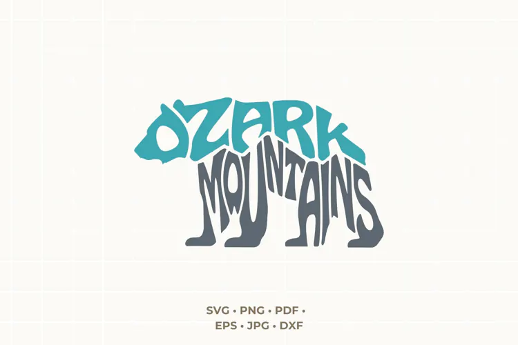 Ozark Mountains SVG PNG | Bear Word Art Cut File | Missouri