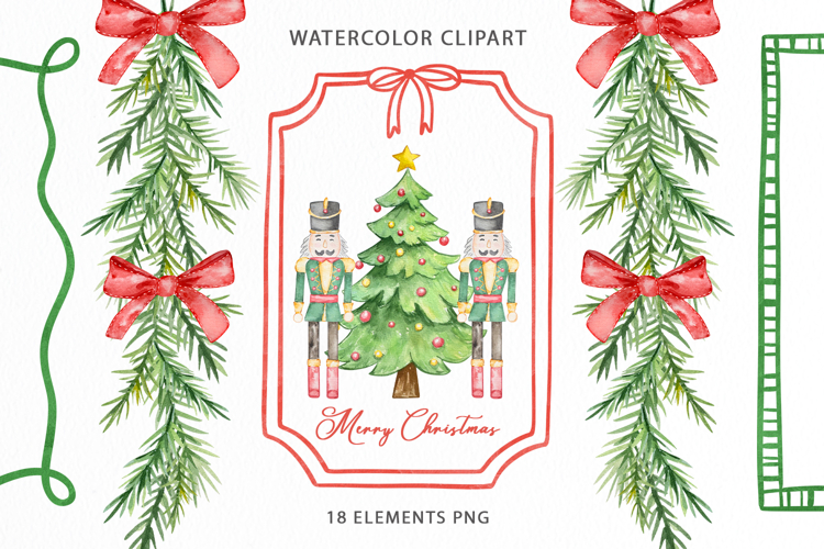 Watercolor Christmas Crest DIY Clipart