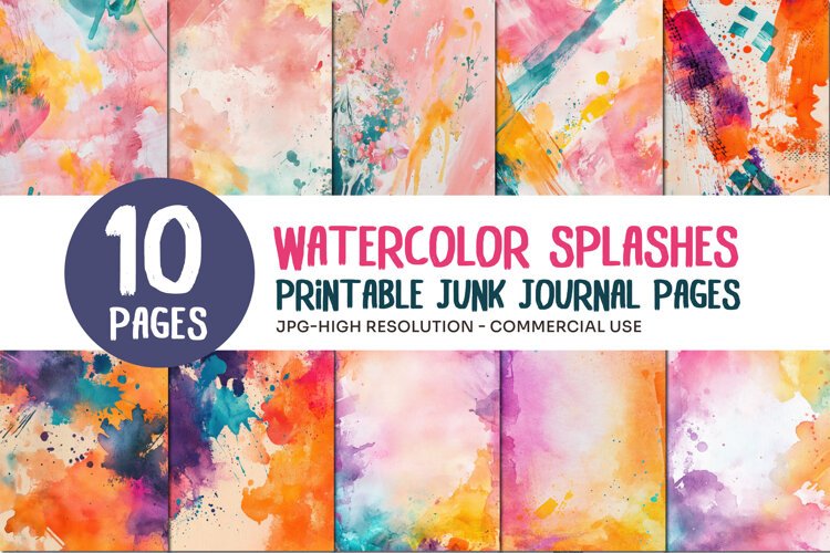 Watercolor Splash Junk Journal Pages example image 1
