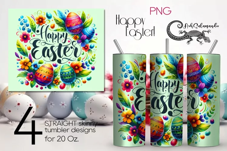 Happy Easter | Inscription Skinny tumbler Sublimation design