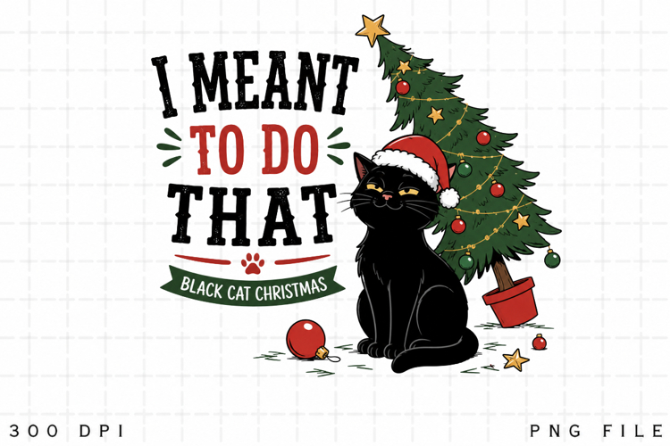 Black Cat Christmas PNG, I Meant To Do That PNG, Funny Black