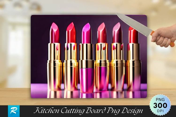 Colorful Lipsticks Cutting Board Sublimation Design