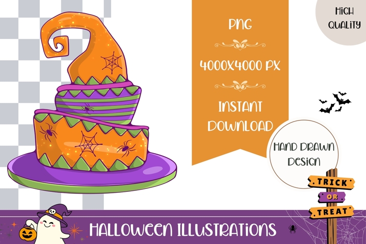 Hand Drawn Halloween Cake Illustration, Halloween Cake PNG