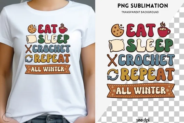 Christmas crochet png design for T-shirts