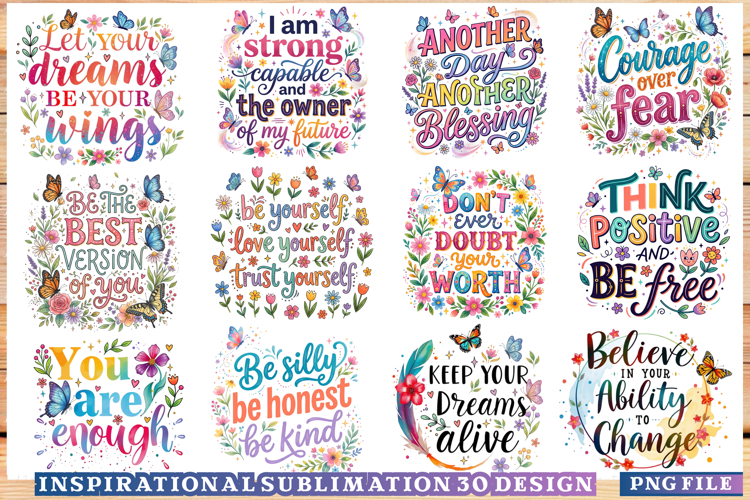 Inspirational quotes sublimation designs, Motivational PNG example image 1