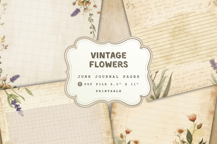 Shabby Chic Vintage Floral Junk Journal PRINTABLE KIT