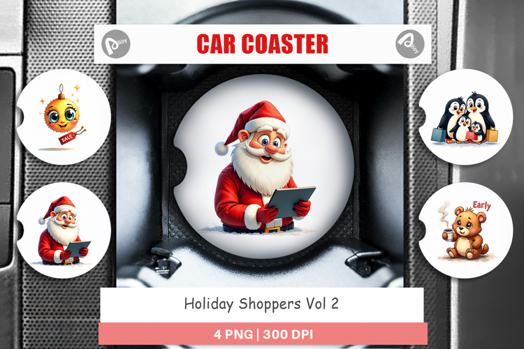 Holiday Shoppers Car Coaster