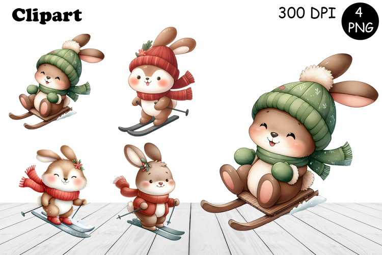 Christmas deer animals winter Watercolor Clipart