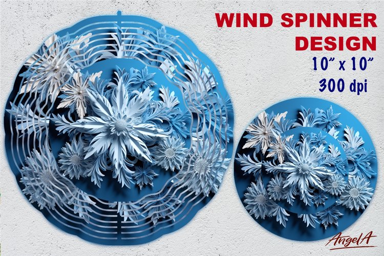 wind spinner sublimation / blue 3d snowflake sublimation