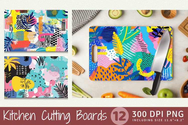 Bright Summer Memphis Cutting Boards sublimation Design