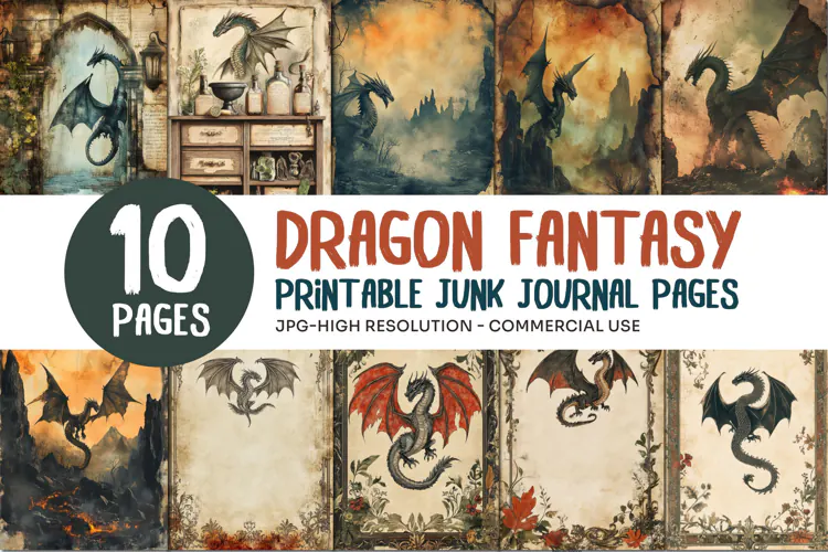 Dragon Fantasy Junk Journal Pages