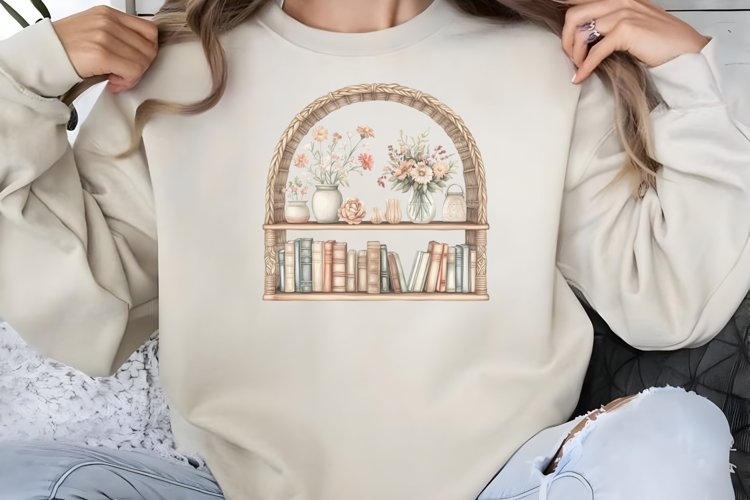 Boho Bookshelf Clipart PNG