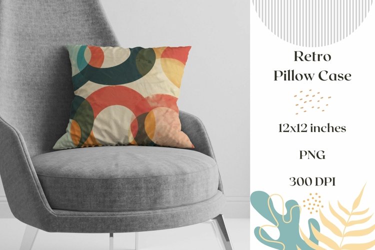 Retro Pillow Case Design, Abstract Pillowcase Sublimation example image 1