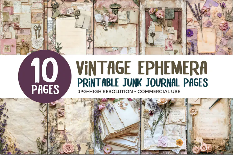 Vintage Ephemera Junk Journal Pages