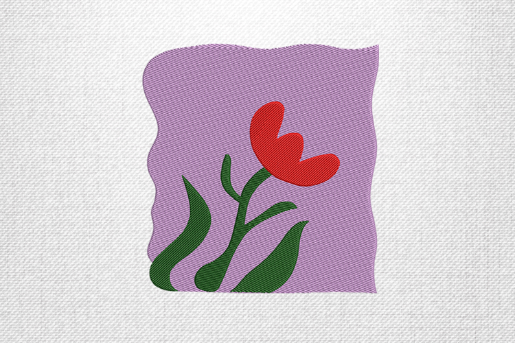 Minimalist Red Tulip Floral Embroidery Design File