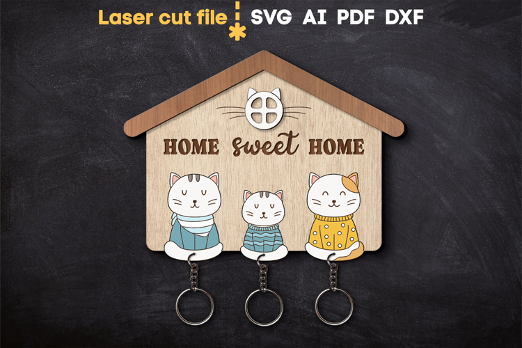 Cats Keyholder SVG laser cut files for Glowforge