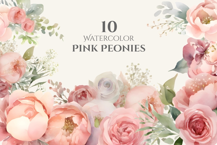 Pink Peony Rose Clipart PNG, Watercolor Peony Rose Ornaments